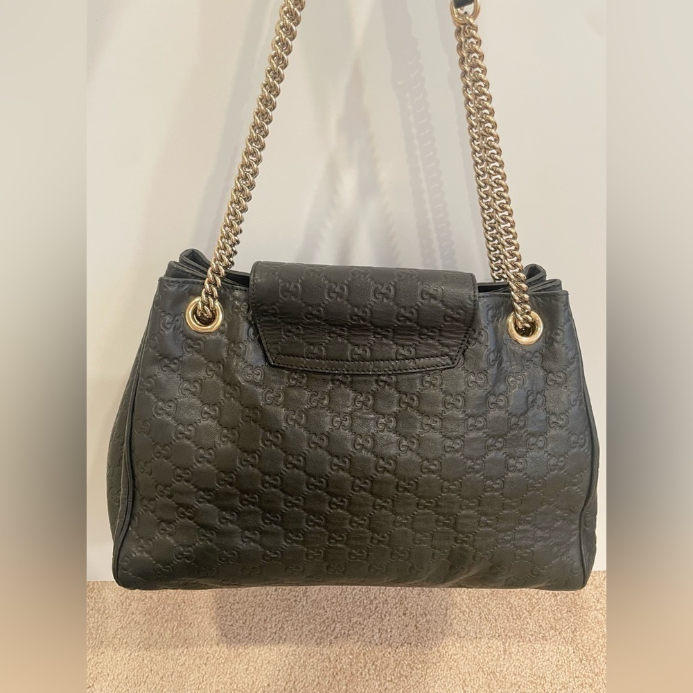 Gucci Black Leather Emily Medium Guccissima Shoulder Bag - Picture 6 of 15
